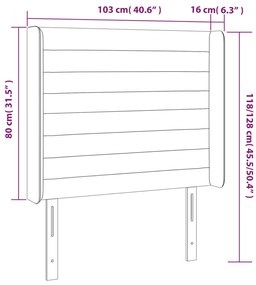 Cabeceira cama c/ abas tecido 103x16x118/128 cm cinzento-claro