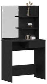 Mesa de Maquiagem em Carvalho Preto com Espelho - 74,5 x 40 x 141 cm