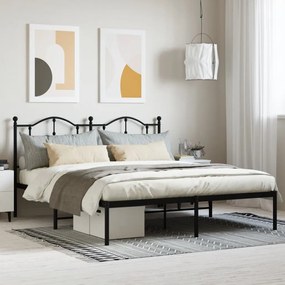 Estrutura de cama com cabeceira 183x213 cm metal preto