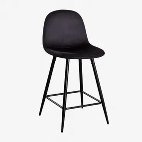 Pacote De 4 Bancos Altos Em Veludo Glamm Preto & Preto & ↑65 Cm - Sklum