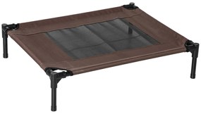 Cama para Animais de Estimação Cama Elevada para Cães Gatos Portátil Tecido Transpirável para Exterior Interior 76x61x18cm Marrom