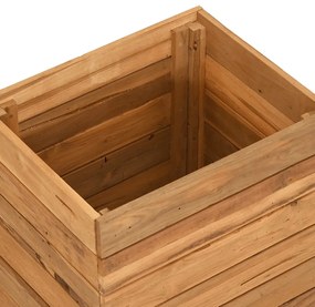 Vaso/floreira 50x40x55 cm madeira de teca reciclada e aço