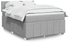 vidaXL Cama com molas/colchão 140x200 cm tecido cinzento-claro