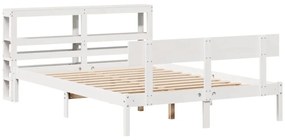 Cama sem colchão 140x190 cm madeira de pinho maciça branco