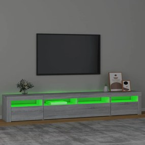 Móvel de TV com luzes LED 240x35x40 cm sonoma cinza