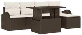 Conjunto de Sofá de Jardim vidaXL de 6 Peças com Almofadas Castanho Ra