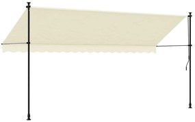 Toldo retrátil 400x150 cm tecido e aço cor creme