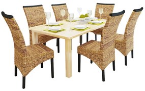 Cadeiras de jantar 6 pcs abacá e madeira de mangueira maciça