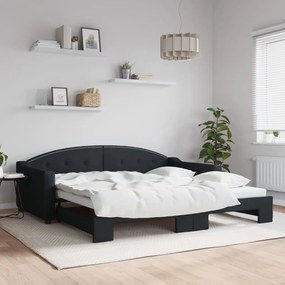 Sofá-cama com gavetão 100x200 cm tecido preto