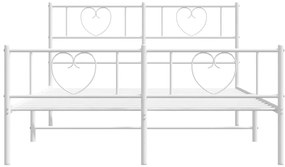 Estrutura de cama com cabeceira e pés 135x190 cm metal branco