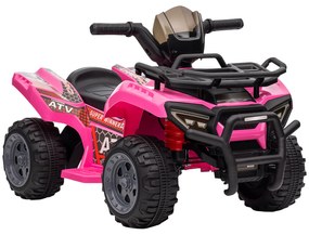 HOMCOM Quadriciclo Elétrico para Crianças Veículo Elétrico a Bateria 6V Infantil com Velocidade 2km/h 70x42x45 cm Rosa