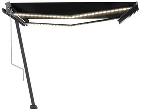 Toldo automático com LED e sensor de vento 400x350 cm antracite
