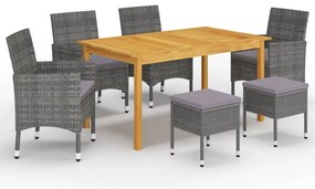7 pcs conjunto de jantar para jardim cinzento