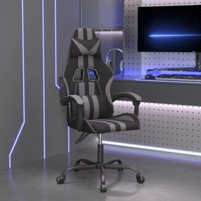 vidaXL Cadeira gaming couro artificial preto e cinzento