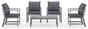 5 pcs conj. lounge jardim c/ almofadões acácia maciça cinzento