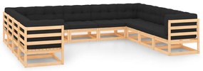 11 pcs conj. lounge jardim c/ almofadões antracite pinho maciço