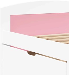 Sofá-cama com 5 gavetas sem colchão 90x200 cm IRUN branco&amp;rosa