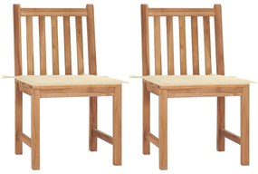 vidaXL Cadeiras de jardim c/ almofadões 2 pcs teca maciça