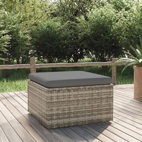 Apoio de pés p/ jardim com almofadão 55x55x30 cm vime PE cinza