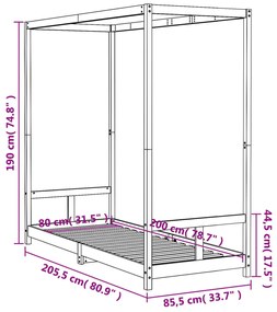 Estrutura de cama infantil 80x200 cm madeira de pinho maciça