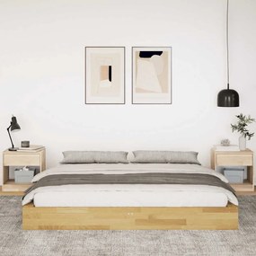 Estrutura de cama sem colchão 200x200 cm maciça de carvalho