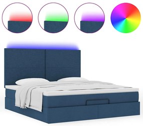 Estrutura de cama otomana com colchão 160x200 cm tecido azul