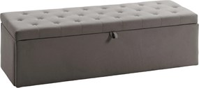 HOMCOM Banco de Armazenamento Banco de Armazenamento 141 L 137x41x42 cm Estofado em Veludo Baú de Arrumação Capacidade 240 kg Cinza | Aosom Portugal