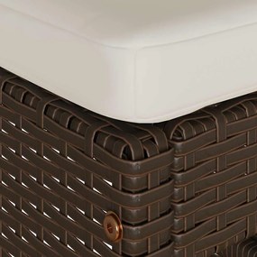 Bancos de bar com almofadões para jardim 4 pcs vime PE castanho
