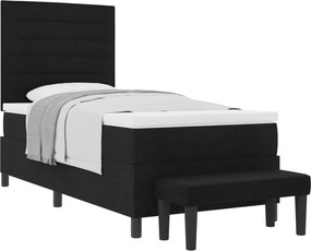 vidaXL Cama Box com colchão com cabeceira Preto 80 x 200 cm tecido