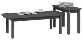 2 pcs conjunto de mesas de centro pinho maciço cinzento