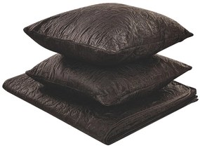 Colcha com relevo e duas almofadas castanhas 220 x 240 cm RAYEN Beliani