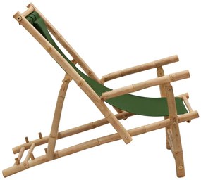 Cadeira de terraço de bambu e lona verde