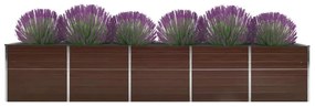Canteiro elevado jardim aço galvanizado 400x80x45 cm castanho