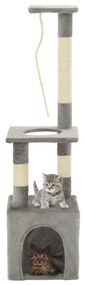 vidaXL Árvore p/ gatos c/ postes arranhadores sisal 109 cm cinzento