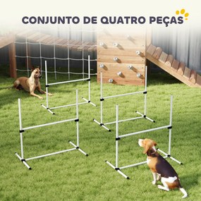 Conjunto de Treinamento de Agilidade para Cães 4 Peças Obstáculos de Salto com Altura Ajustável 99x65x94 cm  Azul