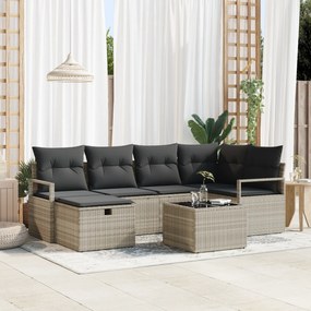 Conjunto de Sofá de Jardim vidaXL 7 Peças com Almofadas Cinza Claro Ra