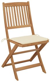 Cadeiras de jardim dobráveis c/ almofadões 4 pcs acácia maciça