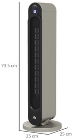 Aquecedor Cerâmico de Torre - Prata e Preto - Ø25x73,5 cm - ABS - Desi