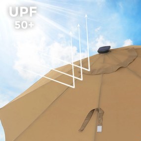 Guarda-sol Ø 3 m com iluminação solar LED Taupe
