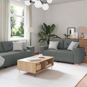 vidaXL Conjunto de Sofás com almofada 3 pcs Cinzeto tecido