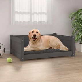 vidaXL Cama para cães 75,5x55,5x28 cm madeira de pinho maciça cinzento