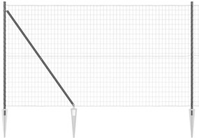 Cerca Euro com 7 postes de espeto, 1,5 x 10 m, em aço galvanizado cinz