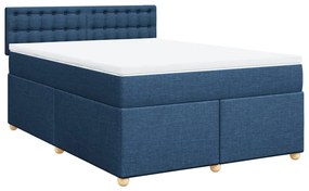 Cama com molas/colchão 140x200 cm tecido azul