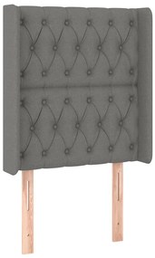 Cabeceira cama c/ luzes LED tecido 83x16x118/128cm cinza-escuro