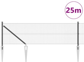 Cerca de Arame Soldado com 13 Postes de Estaca Cinza 0.6x25 m Aço
