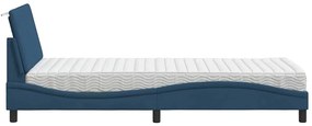 Cama com colchão 90x190 cm tecido azul