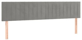 Cama com molas/colchão 160x200 cm veludo cinzento-claro