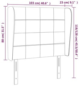 Cabeceira cama c/ abas veludo 103x23x118/128 cm cinzento-escuro