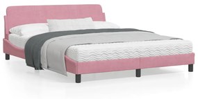vidaXL Estrutura cama c/ cabeceira sem colchão 160x200 cm veludo rosa