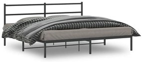 Estrutura de cama com cabeceira 193x203 cm metal preto